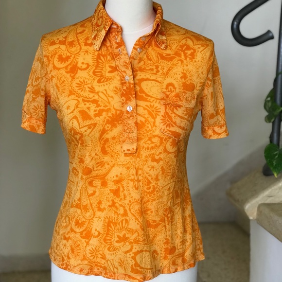 1970s Vintage Floral Groovy Collared Short Sleeve - Picture 10 of 10